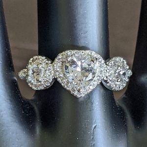 HSN Sterling silver 925 heart CZ Ring sz 8 NEW NWOT - PERFECT condition